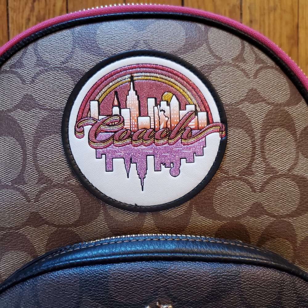 Coach Court Backpack - Blocked Signature Canvas With Souvenir Patch - NWT - Picture 6 of 12